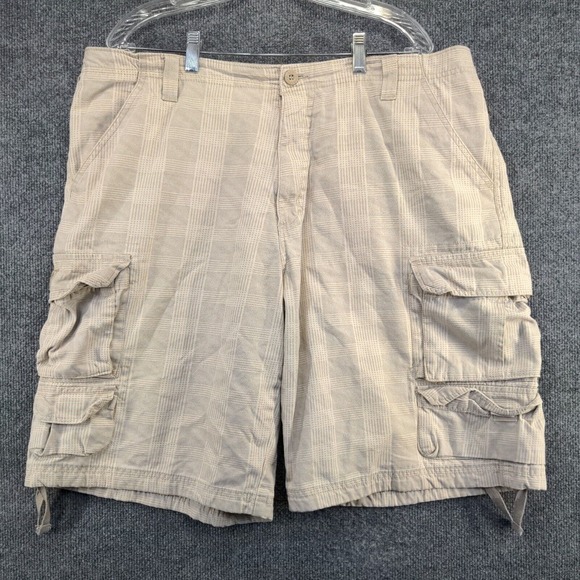 Lee Dungarees Men's Cargo Shorts Tan Size 38 100% Cotton Pockets Check Pattern - Picture 5 of 11